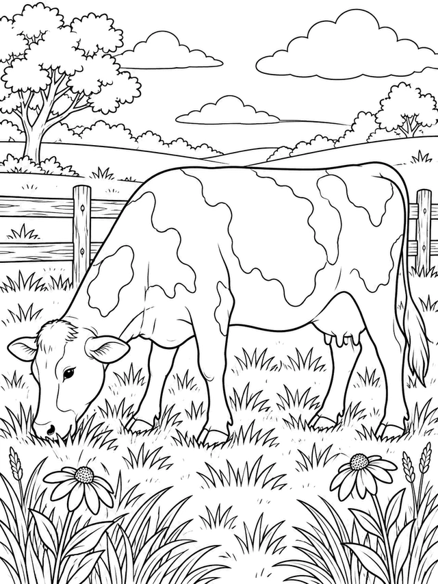 medium cow coloring page
