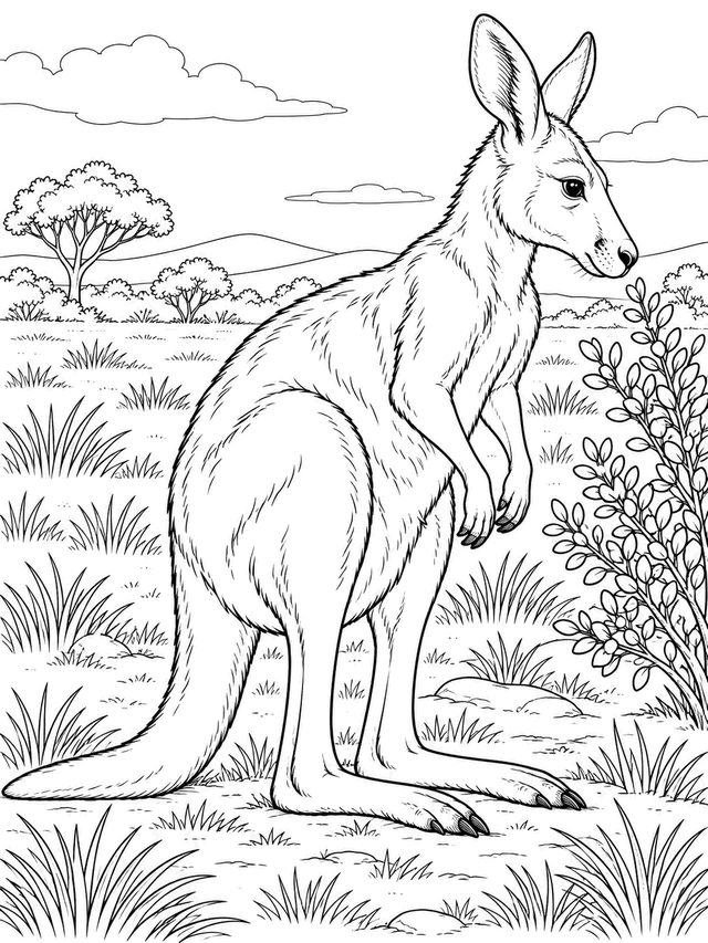 medium kangaroo coloring page