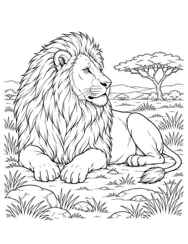 detailed lion coloring page