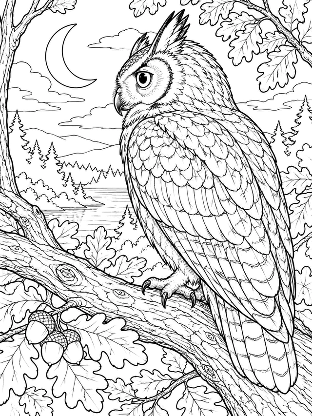 detailed owl coloring page