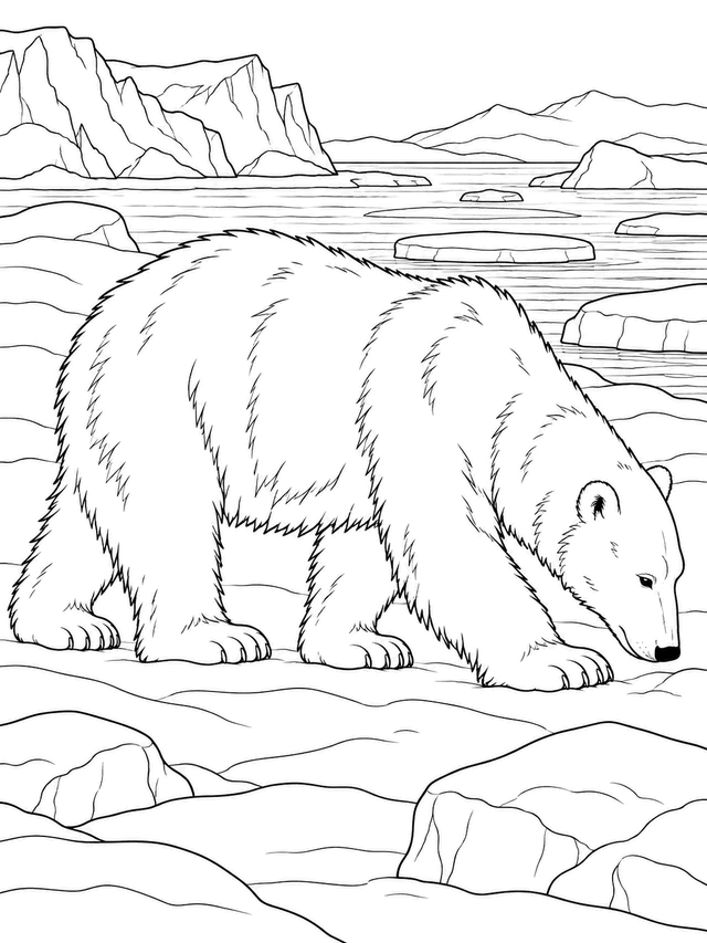medium polar bear coloring page