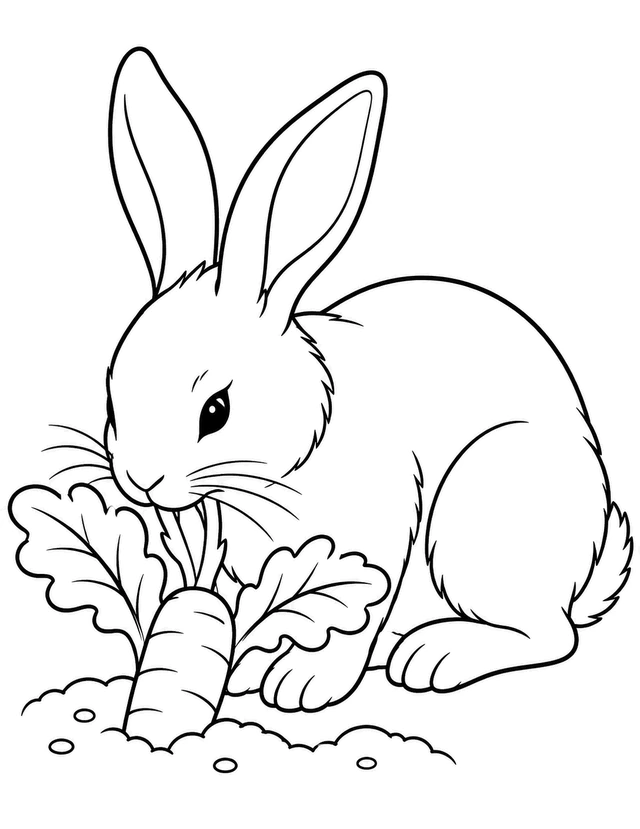 simple rabbit coloring page