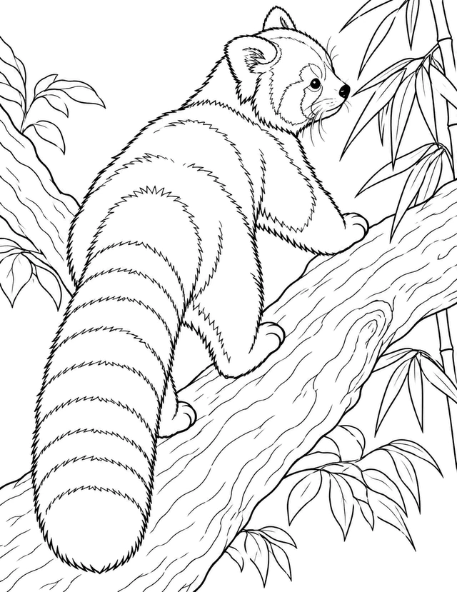 medium red panda coloring page