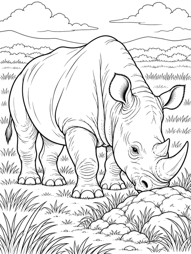 medium rhinoceros coloring page