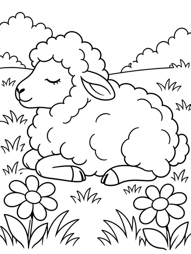 simple sheep coloring page
