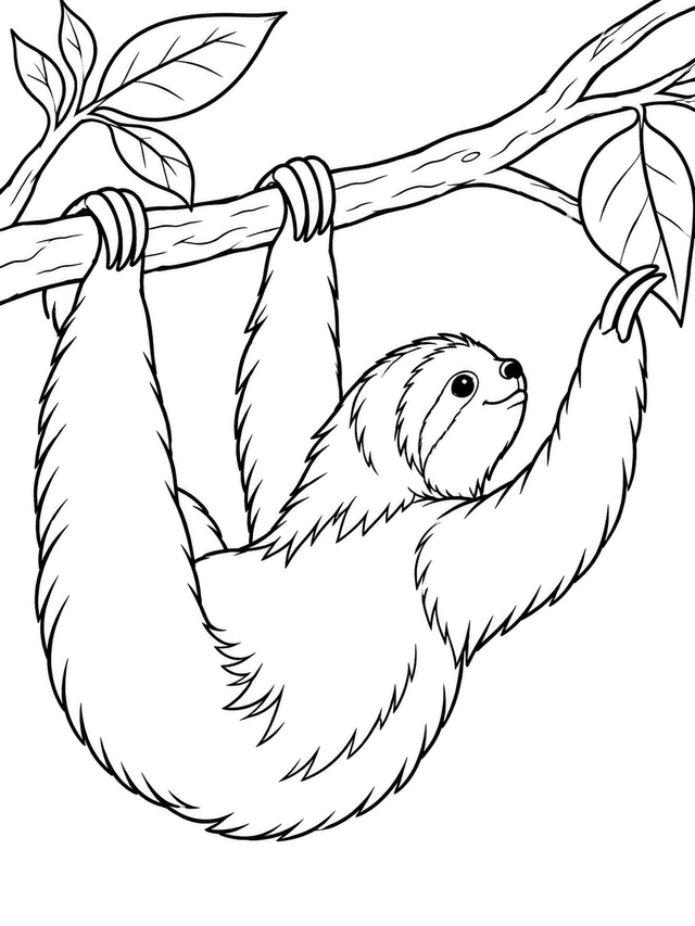 simple sloth coloring page
