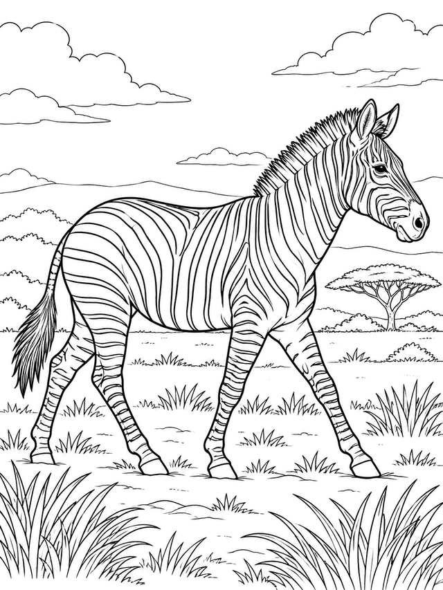 medium zebra coloring page